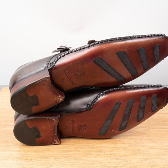 Belvedere Brown Double Monk Strap Buckle Men\'s 11 Leather Shoes Handmade Italy main image 4